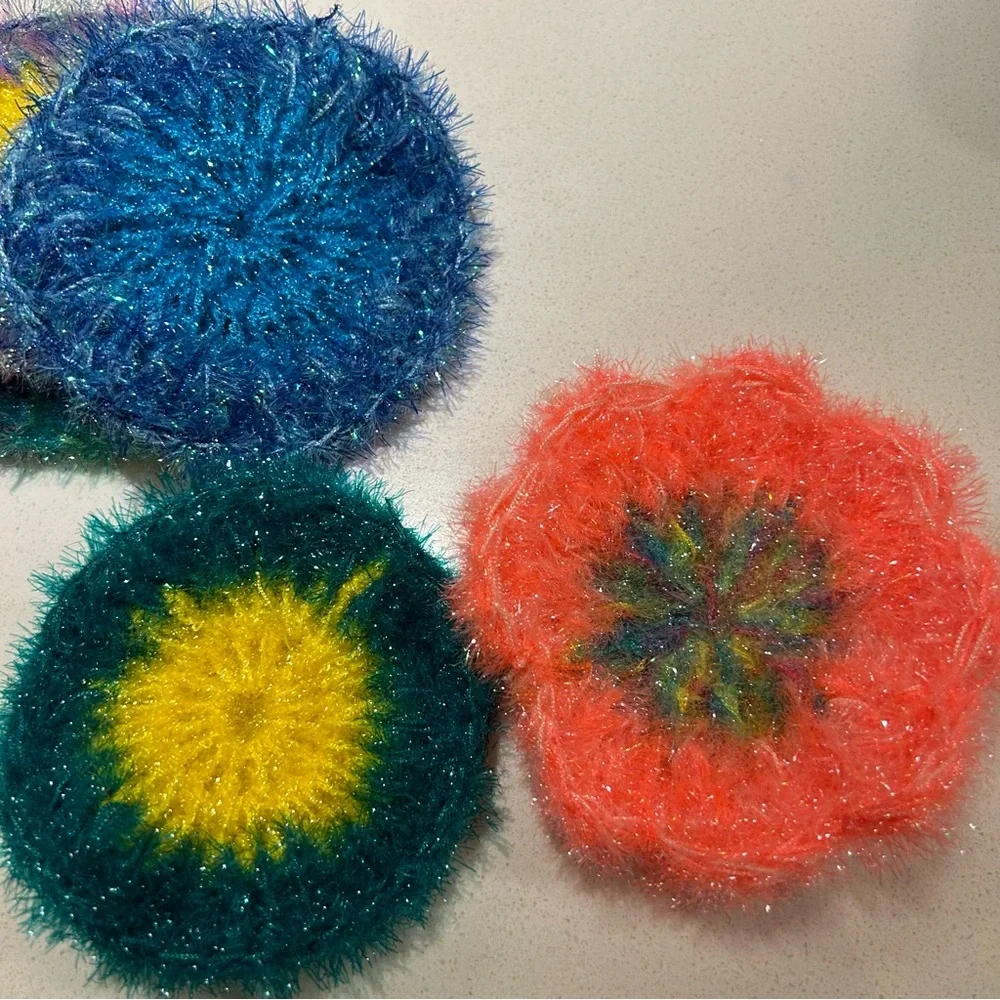 Crochet Sparkly Kitchen Scrub Sponge for Dishes- Set of 2